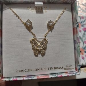 Butterfly necklace and earrings